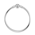 Brazalete rígido de plata de ley S925 minimalista con cierre de bola grabado para charms - 17cm / Brazalete Cierre de Bola (PG0041)