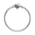 Minimalist S925 sterling silver snake chain bracelet with gothic skull heart clasp - 16cm / PG0057 (Threaded Snake Chain)