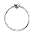 Detail shot of 925 sterling silver snake chain with heart-shaped skull clasp - 17cm / PG0059 (Threaded Bangle)