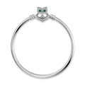 Detalle del cierre de búho en plata S925 sobre la pulsera de cadena de serpiente corazón - 17cm / Brazalete Con Rosca (PG0065)