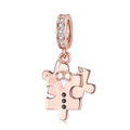 Charm puzzle in argento S925 con placcatura in oro rosa e dettagli in smalto tuxedo - Argento 925 / Stile Puzzle Abito da Gentiluomo in Oro Rosa (PD0725)
