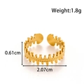 Adjustable golden stainless steel ring featuring unique zigzag hollow cutout design - Fishbone Serrated Style (MN-734) / Gold