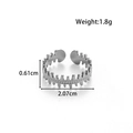 Industrial style gear pattern stainless steel ring in silver finish showing dimensions - Fishbone Serrated Style (MN-734) / Silver