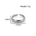 Irregular silver stainless steel ring with 0.48cm width and adjustable open design - Minimalist Smooth Style (MN-735) / Silver
