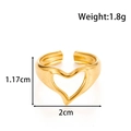 Minimalist adjustable heart ring in gold finish with hollow heart center design - Hollow Heart Style (MN-736) / Gold