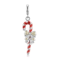 Nahaufnahme von s925 Silber Weihnachtszuckerstange Anhänger mit Emaille und Zirkon - Zuckerstange Anhänger Ohne Kette / 925er Silber