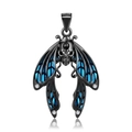 Macro detail of S925 hallmark on gothic black silver cicada pendant with blue wings - Blue Cicada Pendant (ODPNC0043) (Pendant Only (Without Chain)) / 925 Silver