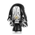 Unique 925 sterling silver nun skull bead with black enamel and sparkling cubic zirconia - Dark Nun Skull Style (PC1469)