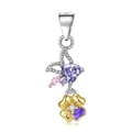 S925 sterling silver butterfly flower pendant with purple heart gem and gold finish - February Violet