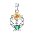 S925 silver heart necklace with green crystal and gold flower pendant for women - May Hawthorn