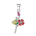 S925 silver flower necklace with heart yellow zircon and pink gemstone variant - August Poppy
