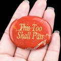 Red jasper worry stone featuring This Too Shall Pass engraving for palm meditation - Red Jasper