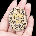 Polished spotted natural stone engraved with Missing You in gold for memory gift - Dalmatian Jasper