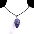 Pendente a goccia in sodalite blu naturale con cordoncino nero e gancio in argento - Sodalite blu