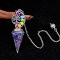 Lapis Lazuli Chakra Energiependel mit Lebensbaum Mond Anhänger aus Kunstharz - Lapislazuli