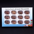 Set of 12 hand-carved Red Goldstone elephant figurines in a blue display gift box - Set of 12 / Purple Aventurine