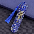 Handmade resin bookmark with lapis lazuli chips, Tree of Life charm and blue tassel - Lapis Lazuli Style (2153)