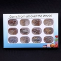 Set of 12 hand-carved crystal elephant figurines in a white display gift box - Set of 12 / Natural Agate