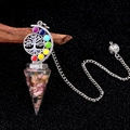 Chakra Lebensbaum Orgonit-Anhänger mit rosa Kristallen und silberner Metallkette - Turmalin