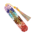 7 Chakras healing resin bookmark with natural stones and colorful fringe tassel - Rainbow Stone
