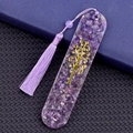 Oval resin bookmark featuring purple amethyst chips and a golden tree of life charm - Amethyst Style (2153)