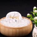 White turquoise stone with gold Om Mani Padme Hum engraving for meditation - Howlite