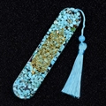 Light blue resin bookmark with turquoise chips, sacred geometry design and matching tassel - Blue Turquoise (Synthetic)