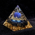 5cm Orgone Pyramid with Lapis Lazuli spheres, golden coil and obsidian stones - 5cm / Lapis Lazuli Style (E1)