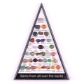 Educational set of 36 polished natural mineral specimens in a triangle display box - White