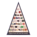 36 pieces set of polished natural crystal mineral gems in a triangular display box - Coffee