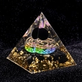 5cm Orgone Pyramid with gold foil, black crushed stones and copper spiral coil - 5cm / Obsidian Style (E4)