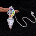 Regenbogen Lebensbaum Energie Kristallpendel mit weißem Edelstein Harz Sechskantkegel - Opal (Synthetisch)