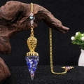 Péndulo de zahorí dorado con colgante de resina de lapislázuli y cadena de metal - Lapislázuli