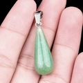 Colgante de lágrima de piedra semipreciosa verde claro con cierre plateado para joyas - Aventurina Verde