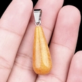 Colgante de gota de piedra semipreciosa amarilla con enganche metálico plateado - Jade Amarillo