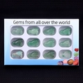 Green crystal jade rabbit figurines set in a white display box with 12 pieces - 12 Pcs / Green Aventurine