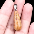 Colgante de lágrima en piedra semipreciosa natural con veteado marrón tipo madera - Ágata Loca