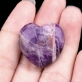 Natural purple amethyst heart pendant with unique crystal textures and polished finish - Amethyst