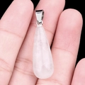 Colgante de gota de agua en cristal rosa natural con cierre plateado para joyería DIY - Cristal de roca