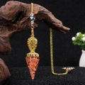 Péndulo de árbol de la vida dorado con piedras naturales naranjas y detalle de corazón - Piedra de arena dorada (Sintética)