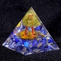 Handmade Olive Green Life Tree Orgone Pyramid with Lapis Lazuli and Gold Foil base - 5cm / Lapis Lazuli and Olivine Tree (K3)