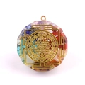 Pendentif Orgone décagonal avec pierres naturelles colorées et symbole Sri Yantra doré - Pendentif Seul (Sans Chaîne)