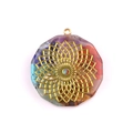 Pendentif Orgonite décagonal avec Fleur de Vie et pierres de chakra colorées - Pendentif Seul (Sans Chaîne)