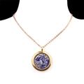 Golden stainless steel locket necklace filled with natural blue crystal crushed stones - Lapis Lazuli