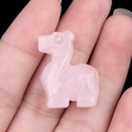 Miniature rose quartz deer figurine carving with polished translucent pink finish - Rose Quartz