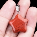 Pendentif étoile en jaspe rouge naturel avec bélière argentée pour bijoux artisanaux - Jaspe Rouge / 20mm