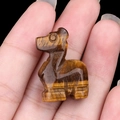 Mini tiger eye stone deer figurine with natural golden brown stripes and glossy finish - Tiger's Eye