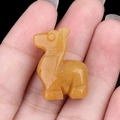 Mini yellow gemstone alpaca figurine carving made of smooth tiger eye stone - Yellow Jade