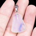 Trapezoid light purple natural stone pendant with silver metal clasp for jewelry - Opal (Synthetic)