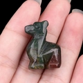 Miniature hand-carved green bloodstone camel figurine with smooth polished finish - India Agate